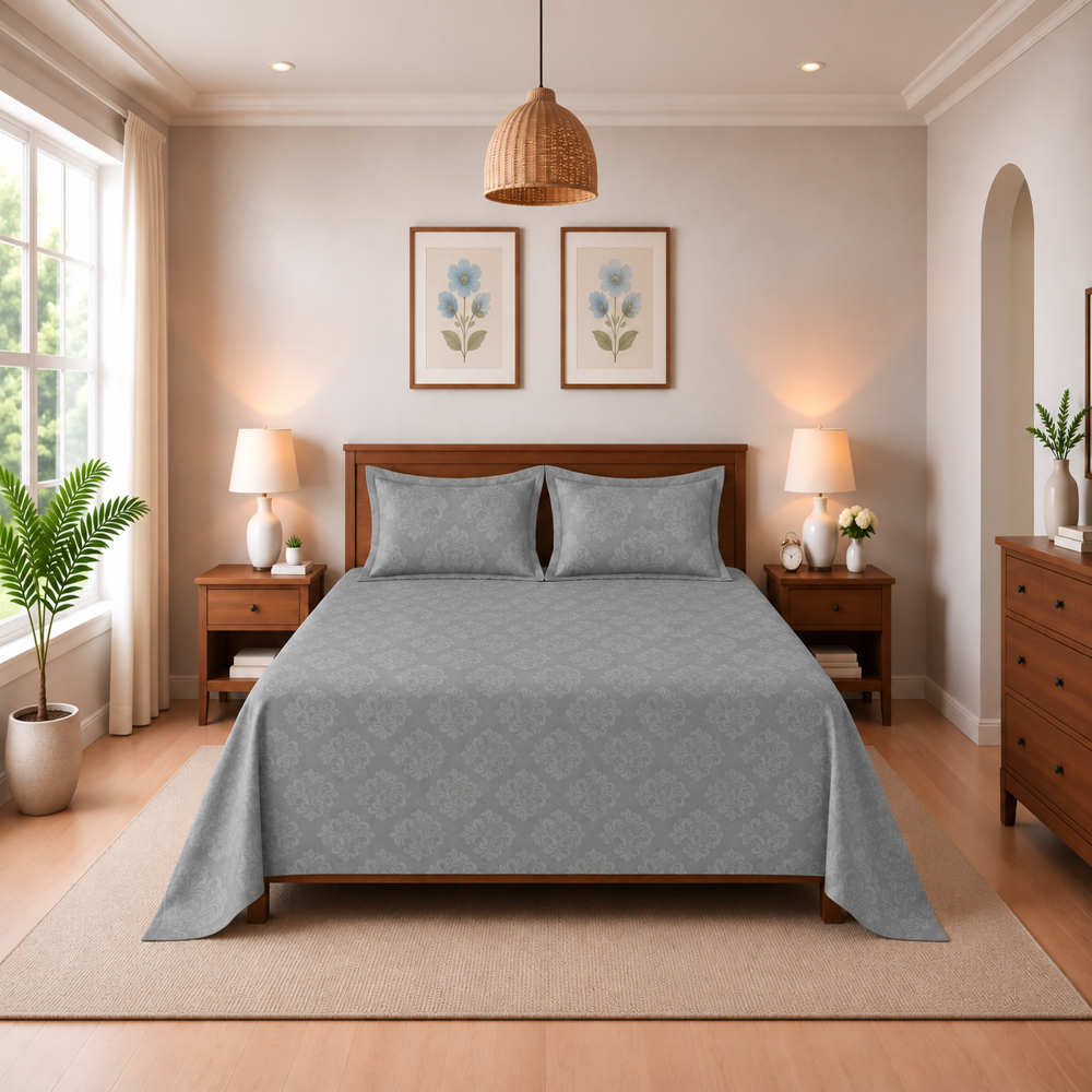 MERAVI | King Size Bedsheet with 2 Pillow Covers | 108 INCH X 108 INCH