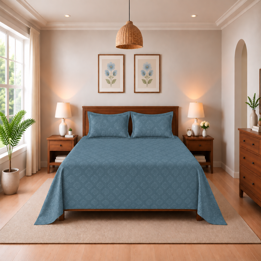 MERAVI | King Size Bedsheet with 2 Pillow Covers | 108 INCH X 108 INCH