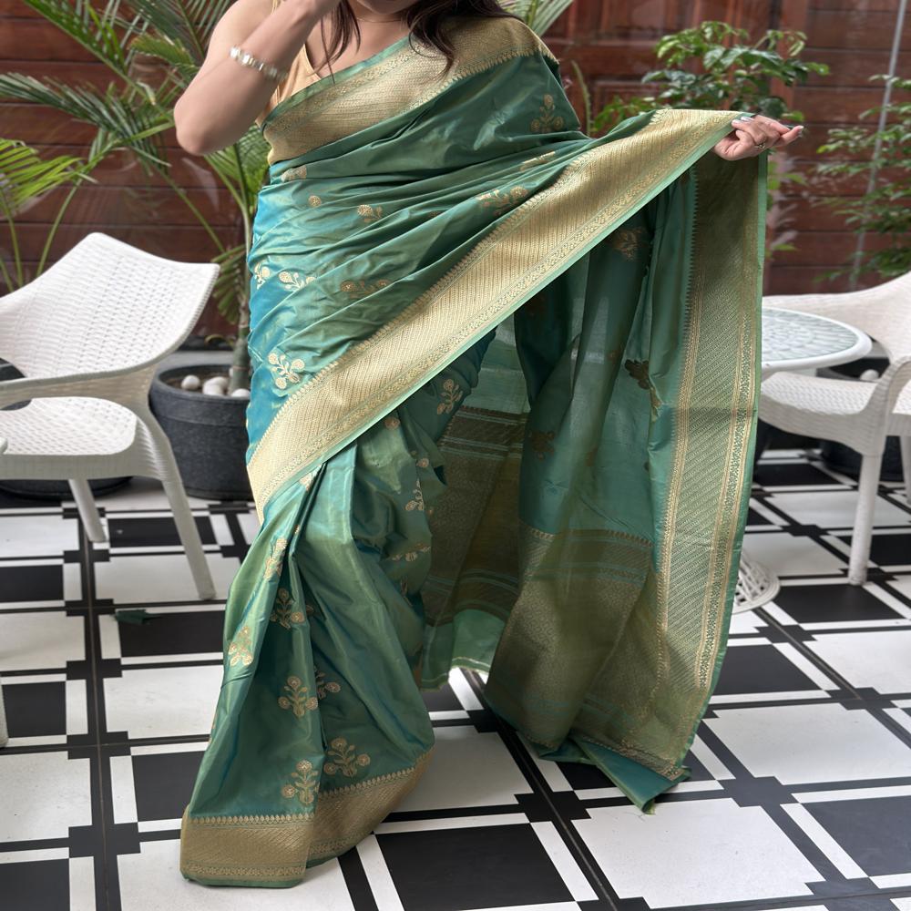 Mayurika Kadwa Timeless Emerald Grandeur