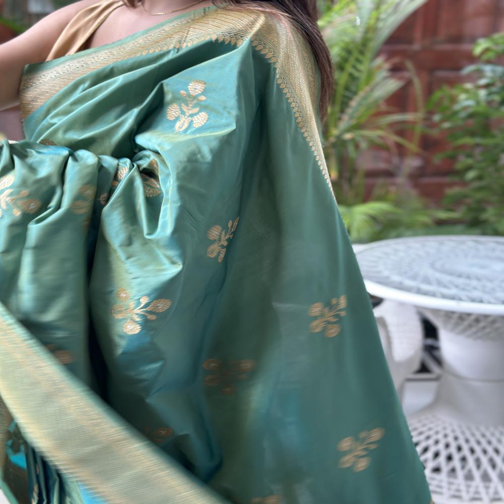 Mayurika Kadwa Timeless Emerald Grandeur