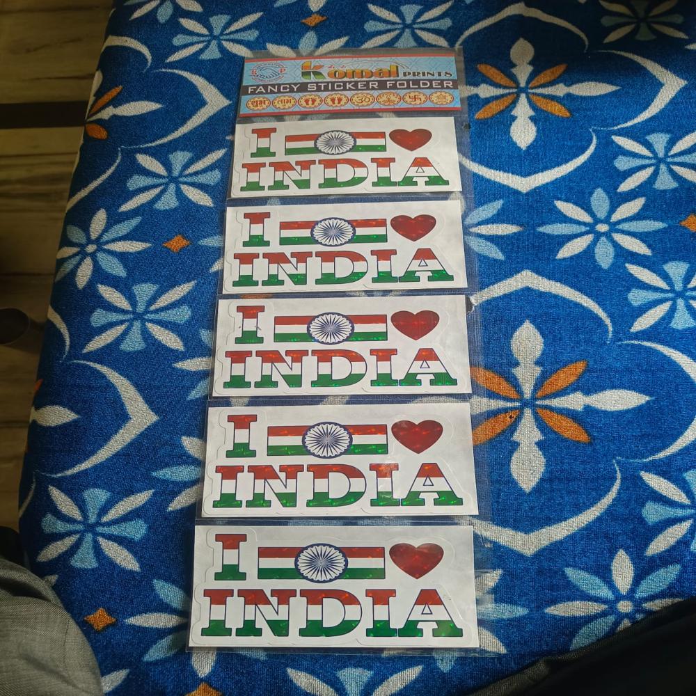 Fancy Indian Flag Sticker - Color: Tricolor (Saffron