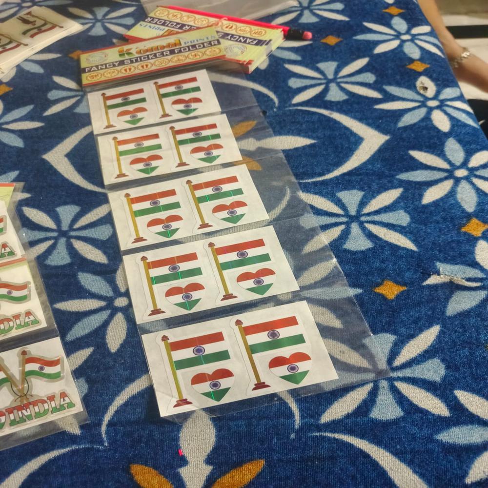 Fancy Indian Flag Sticker - Color: Tricolor (Saffron