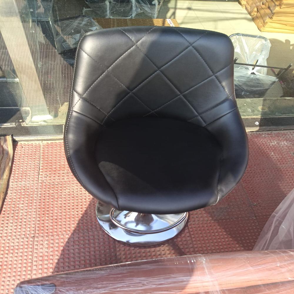 B-608 Bar Chair - Steel & Leather Material, Moisture Proof Black Finish | Antibacterial, Easy To Clean, Eco-friendly, Hygienic