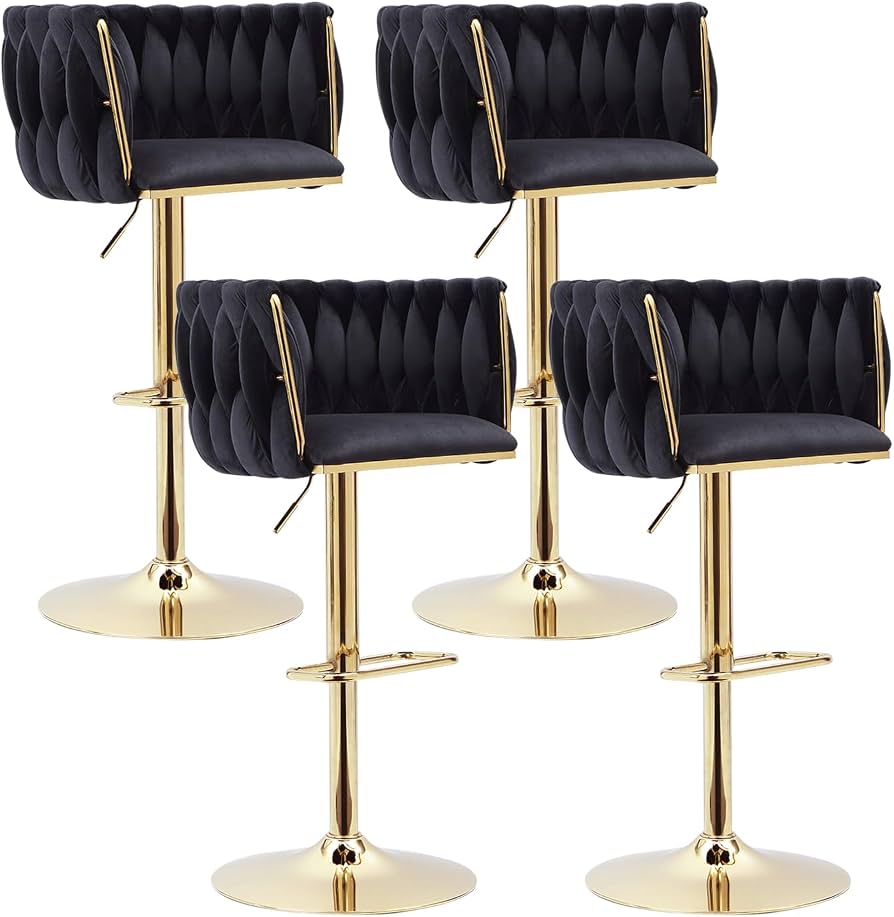 B-608 Bar Chair - Steel & Leather Material, Moisture Proof Black Finish | Antibacterial, Easy To Clean, Eco-friendly, Hygienic