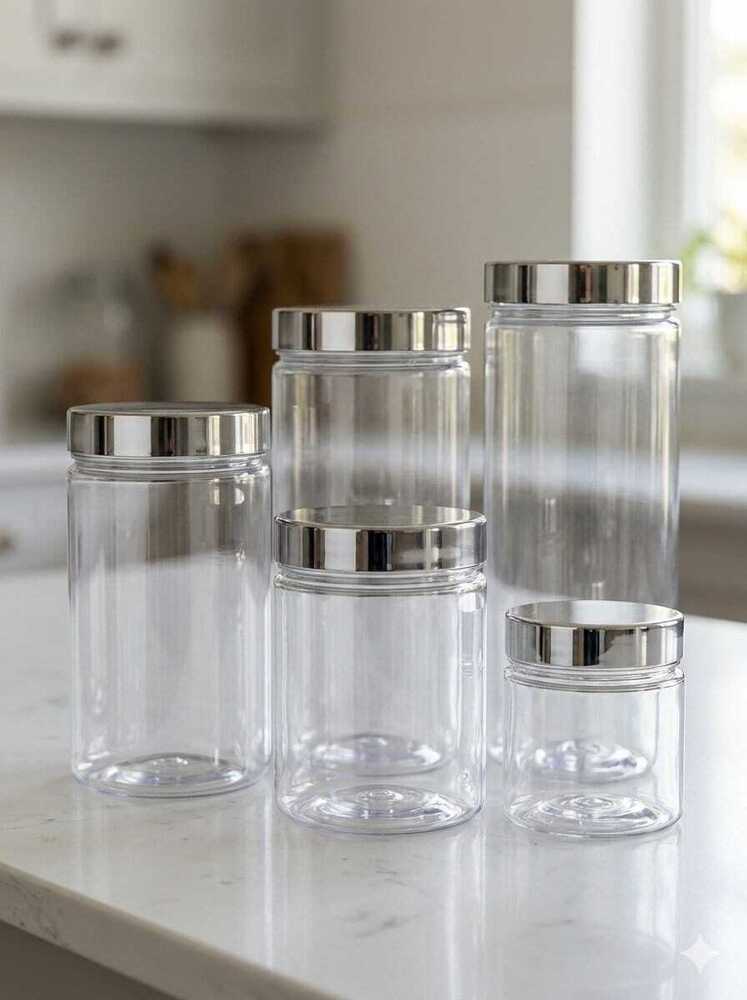 Glass Jar With Metal Cap Set