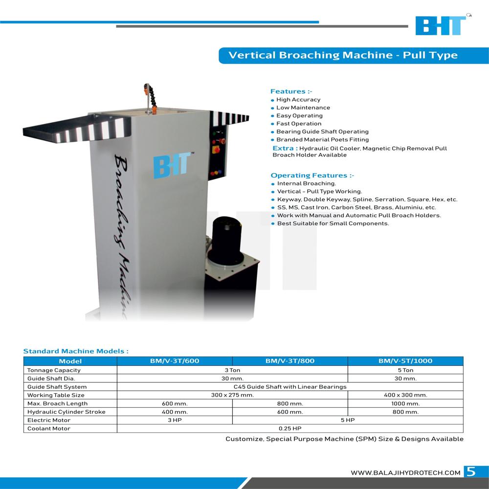 Vertical Broaching Machine - Pull Type (Single Cylinder) - Accuracy: 99.99 %