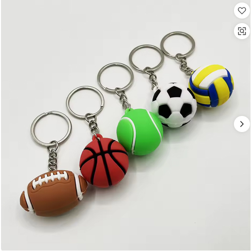 Factory Wholesale Hot Sale Football Volleyball Basketball Team Sports Advertising Gift Custom 3D Pvc Keychain