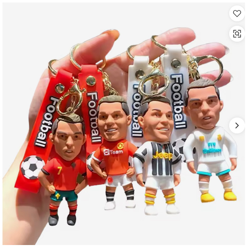 Factory Wholesale Custom PVC Keychain Hot Sale Generic Soccer Player Silhouette in Rubber Material