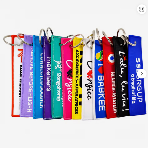 Good Quality Embroidered Promotional Gifts Custom Text Letter Logo Embroidery Customization Patch Key Holder for Aviation