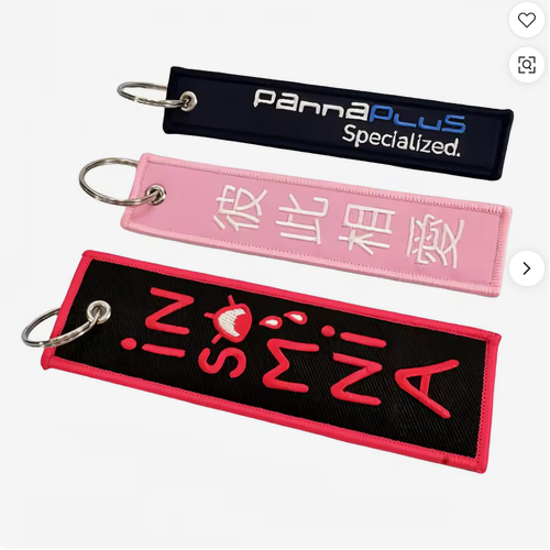 Oem Cheap Embroidered Craft Gifts Custom Text Letter Logo Embroidery Lanyard Key Chain for Motorcycle Car
