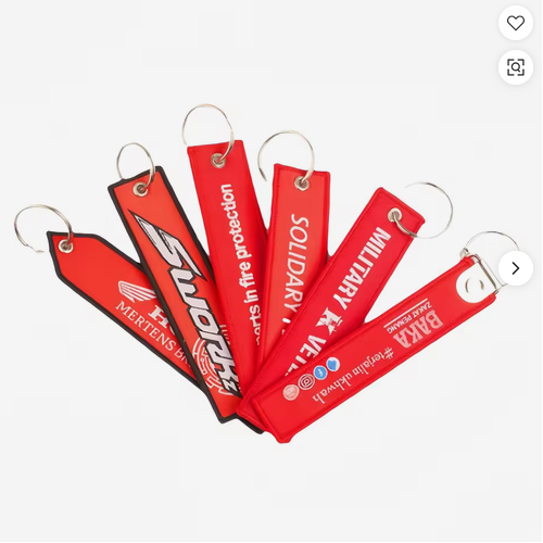 Personalized Embroidered Garment Custom Text Letter Logo Embroidery Fabric Key Tag for Airline