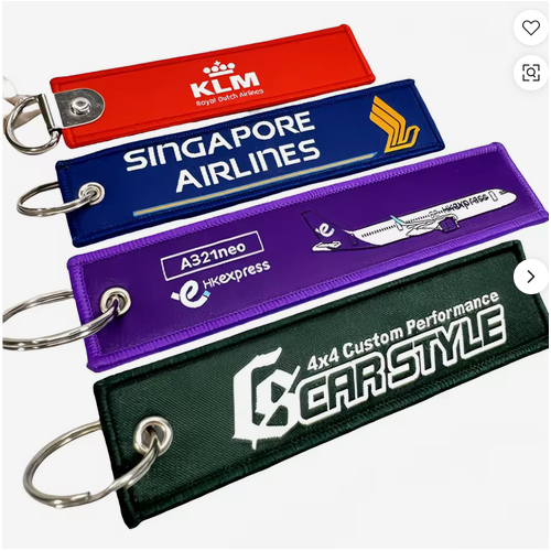 Embroidered Fabric Keychain Tag Cotton Patch Silicone Wristband Rubber Bracelet Custom Logo OEM Bulk Order Travel Luggage Tag