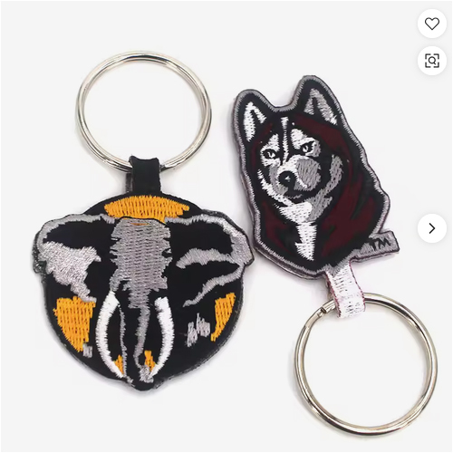 High Quality Fabric Embroidered Keychain Custom Logo Woven Embroidered Key Tag with Own Design for Personalization