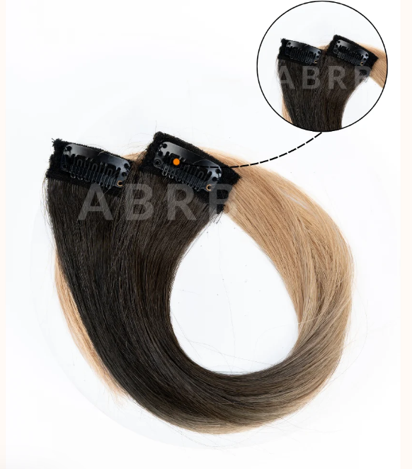 Blond and Brown Ombre Streak clip in Extensions