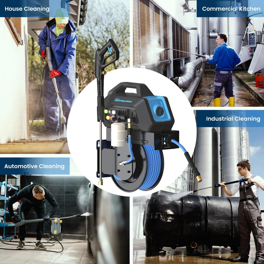 Slayer Pressure Washer Small Wide Reel 1/4" x 50' With 2600PSI Pump -220V-IND