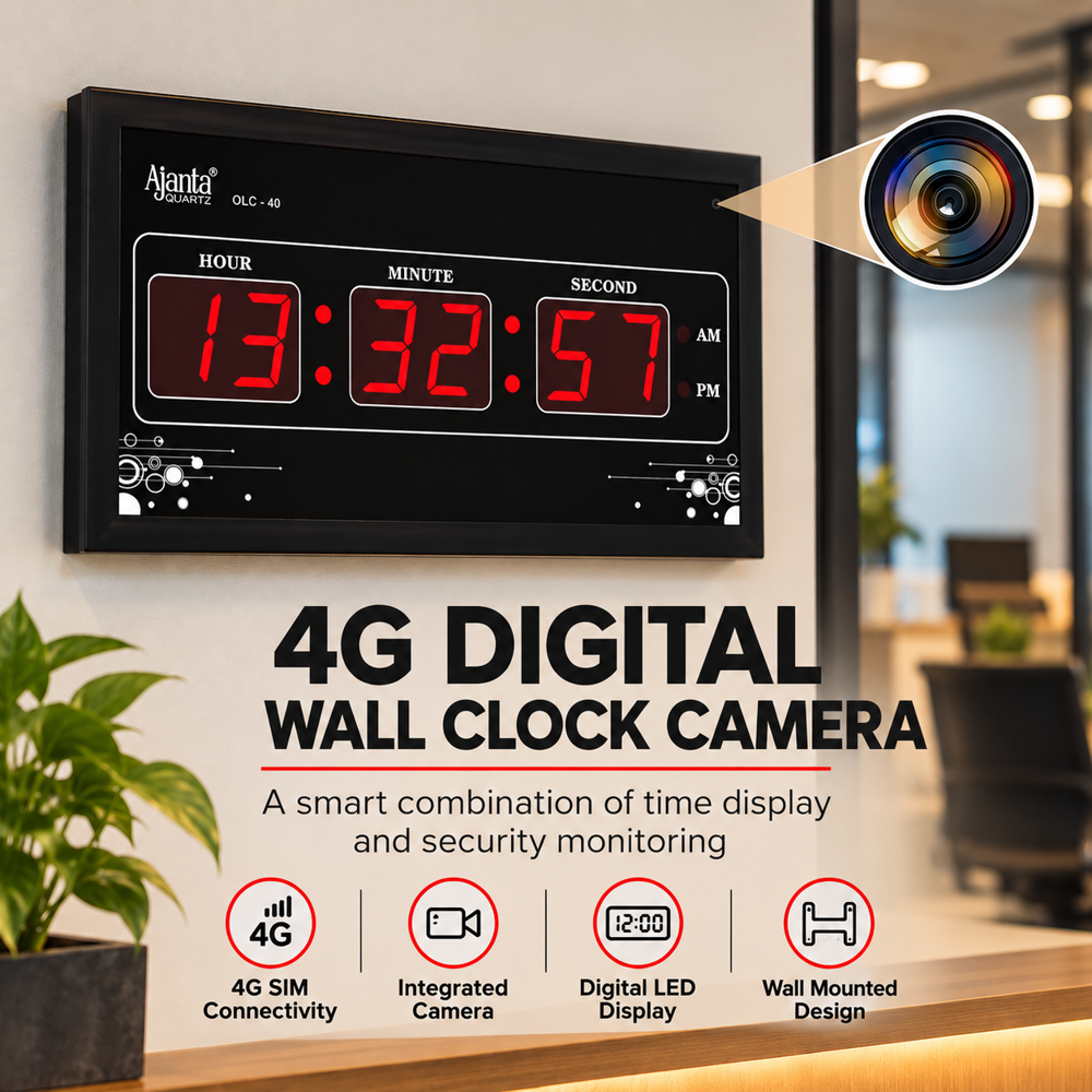 Ajanta 5g Sim Digital Wall Clock Camera