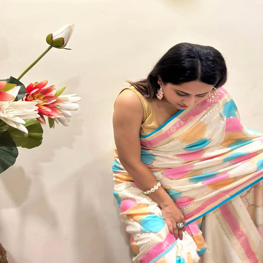 Aaranya Dupion Pastel Bloom Symphony