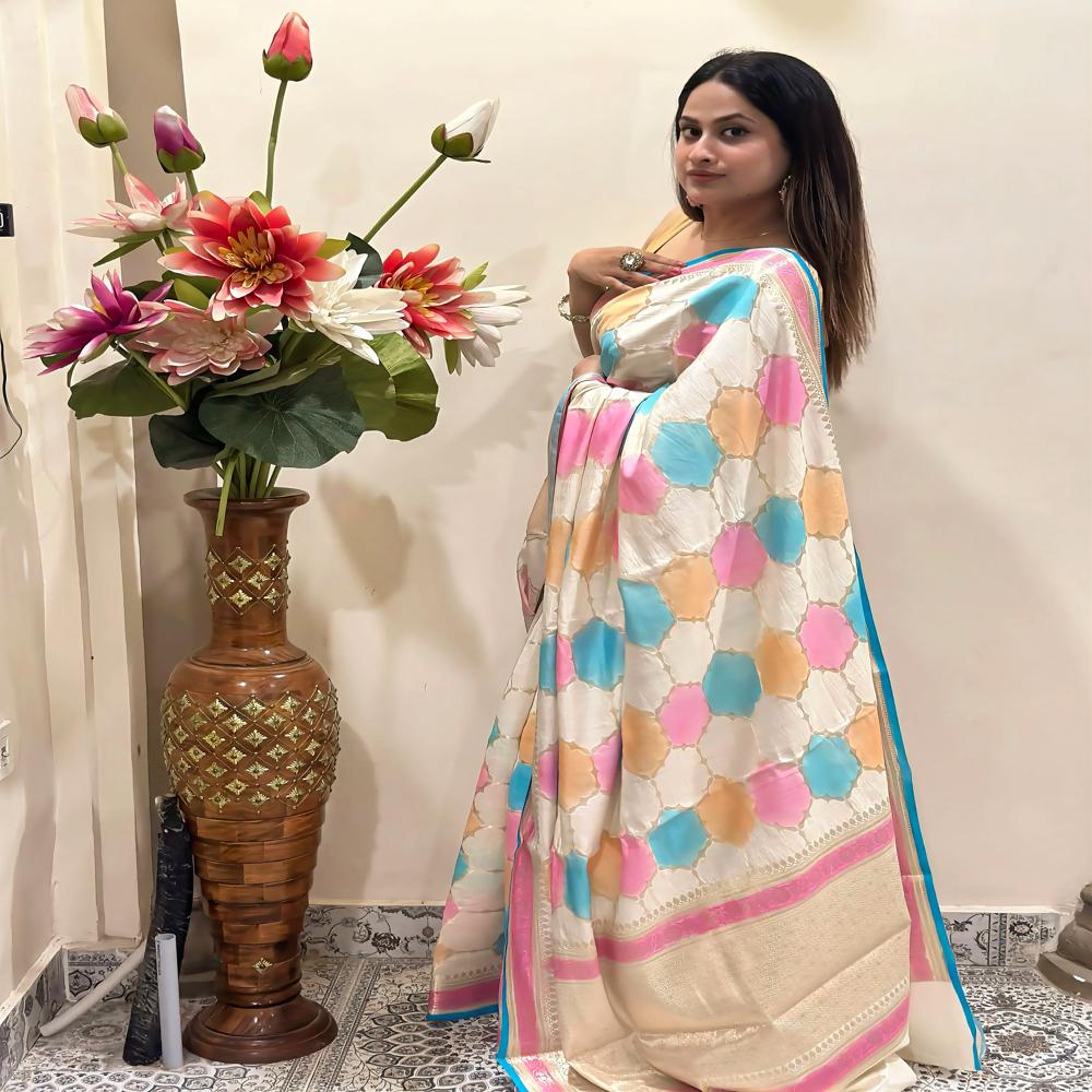 Aaranya Dupion Pastel Bloom Symphony Saree