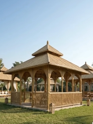Eco-friendly,bamboo house and bamboo gazebo.
