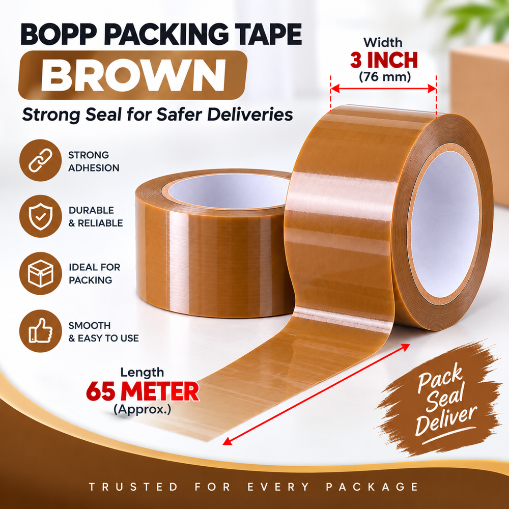 BOPP Self Adhesive 3 Inch Brown Packing Tape