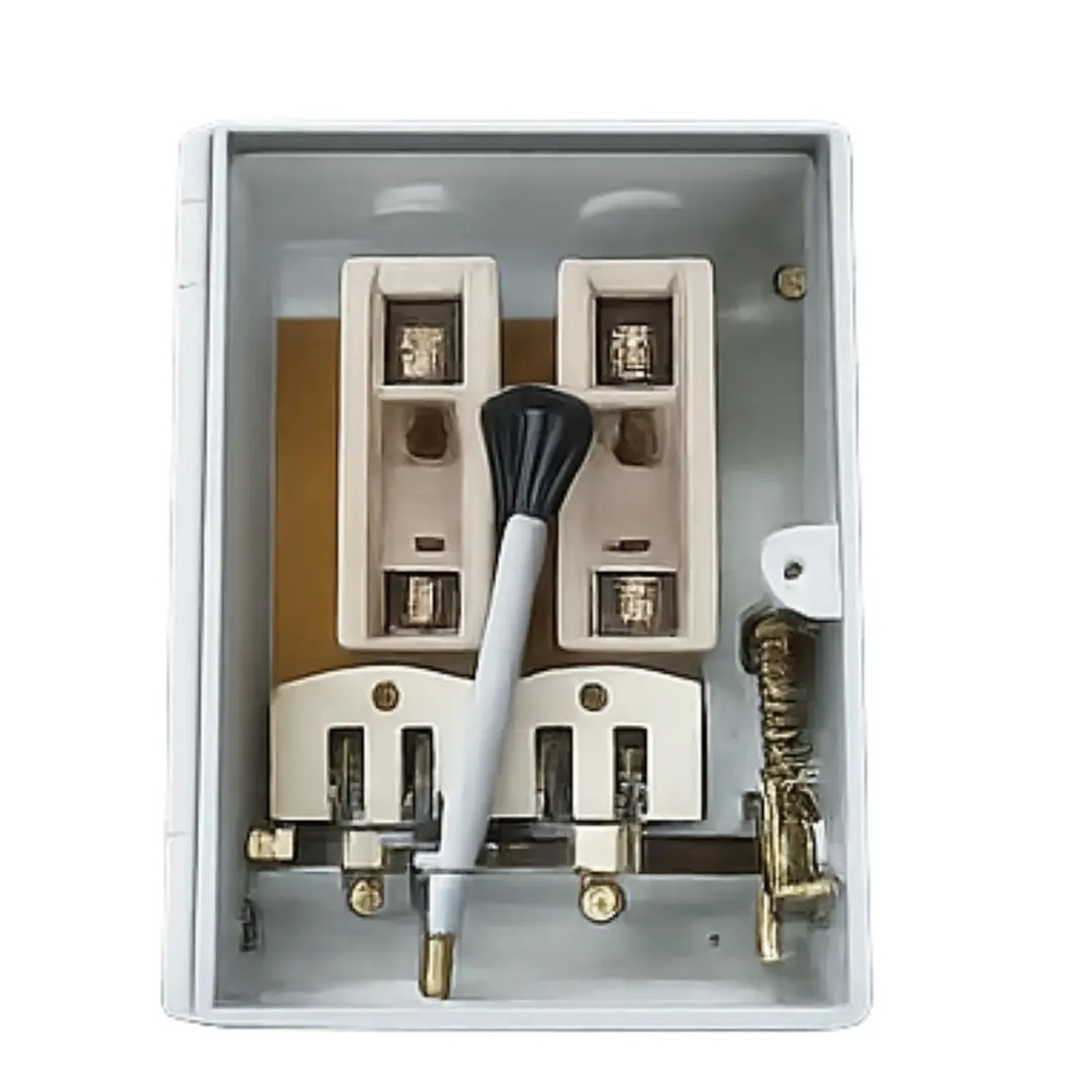 White Double Pole Main Switch Fuse Unit