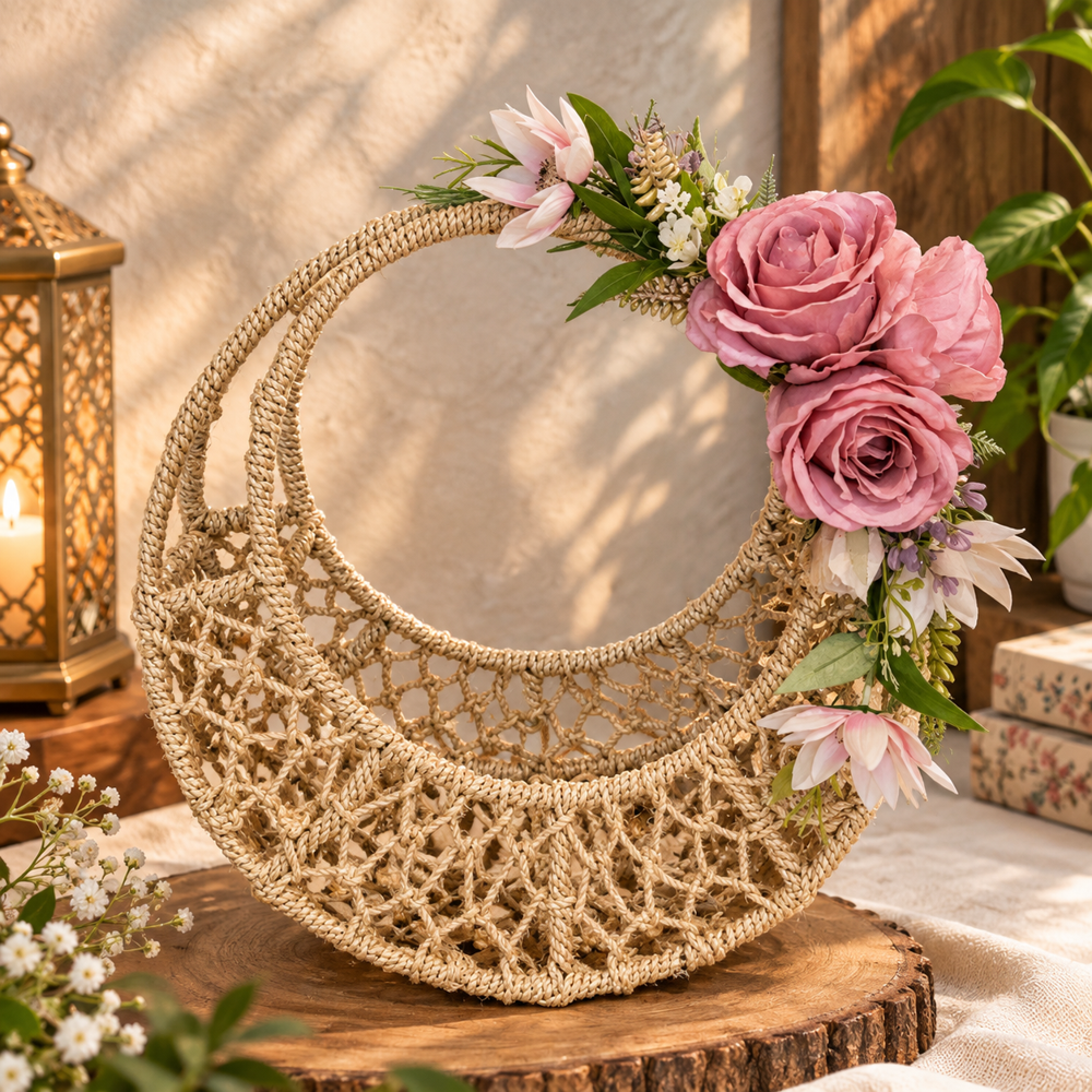 Moon Jute Hamper Basket - Depth: 5 Inch (In)