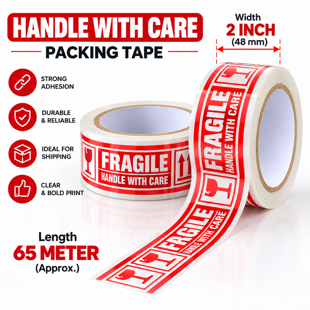 BOPP Self Adhesive 2 Inch Handle With Care Fragile Packing Tape