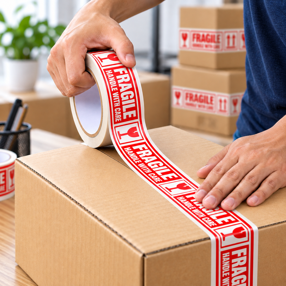 BOPP Self Adhesive 2 Inch Handle With Care Fragile Packing Tape