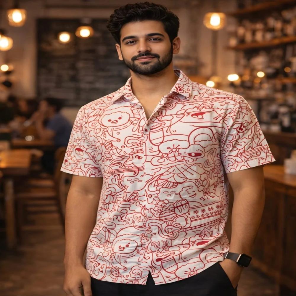 M11798 Mens Printed Woven Shirt