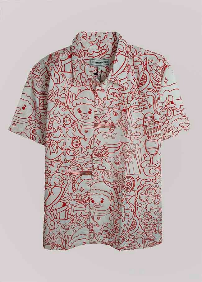 M11798 Mens Printed Woven Shirt