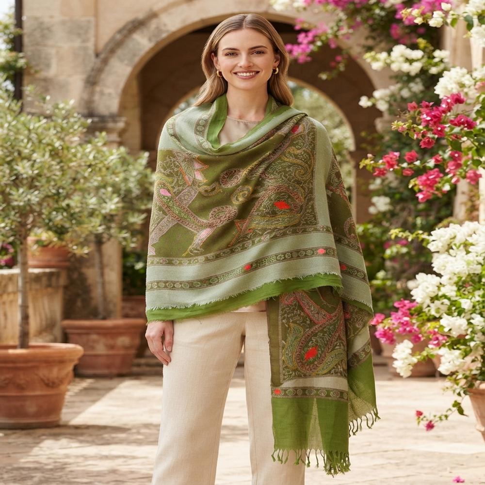 Pure Wool Jamawar Boiled Over Cut Embroidered Stoles