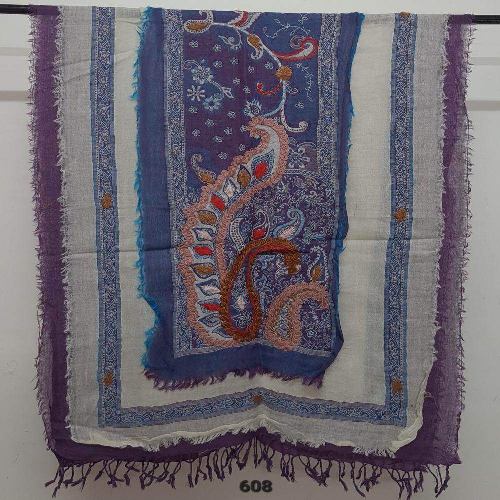 Pure Wool Jamawar Boiled Over Cut Embroidered Stoles