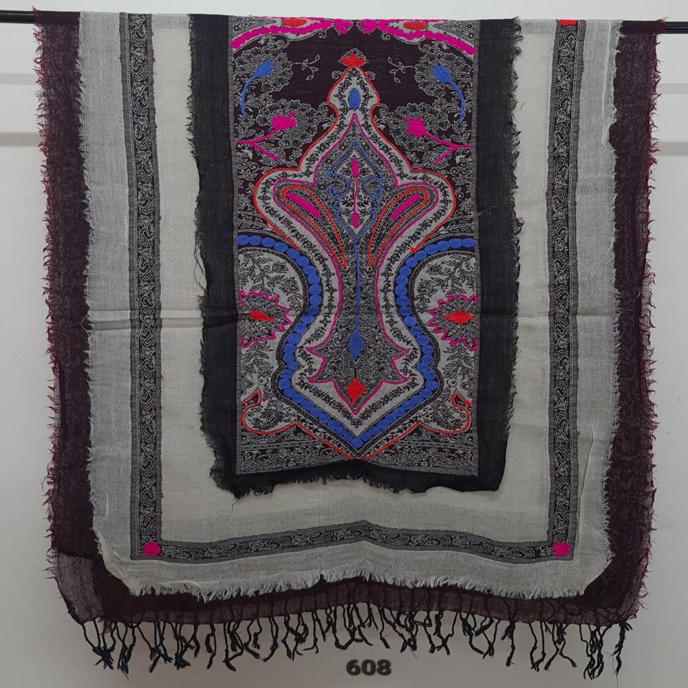 Pure Wool Jamawar Boiled Over Cut Embroidered Stoles