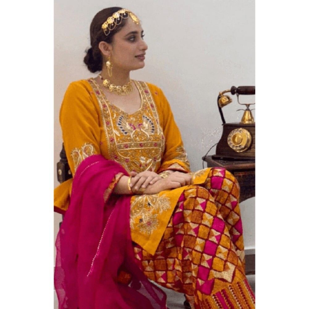 Organza Glass Shirt Upada Silk Bottom Chinon Dupatta