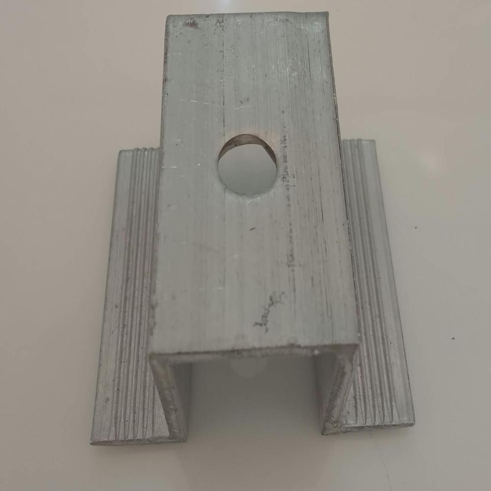 Solar Mid Clamp - 6063-t6 Aluminium, U-shape, Silver, 30-40mm Panel Thickness, Anodized Finish, Allen Bolt