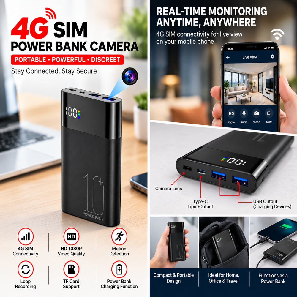4G Sim Power Bank Camera