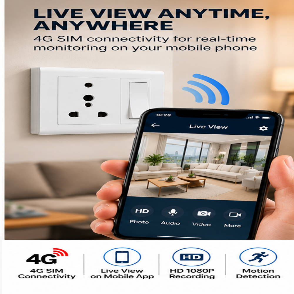 4G SIM Wall Socket Camera