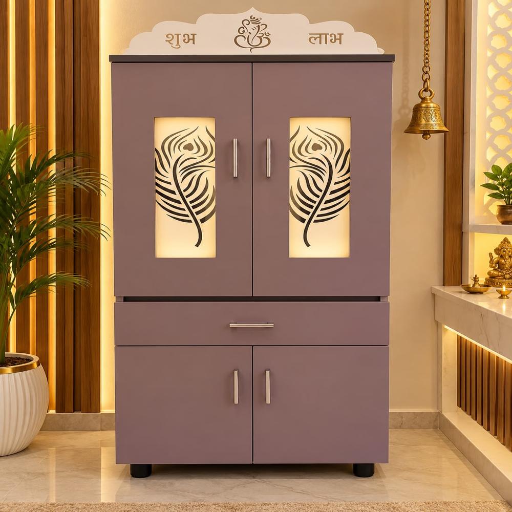 Wooden Door Mandir And TV Unit