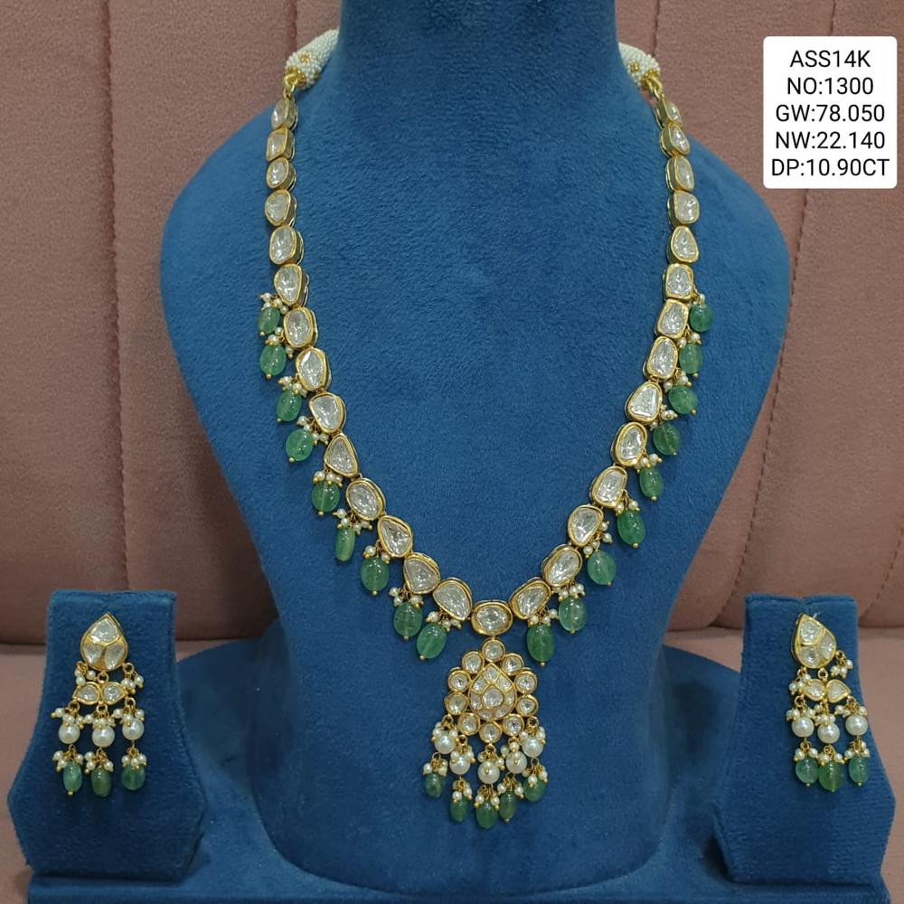 Gold Uncut Diamond Long Set
