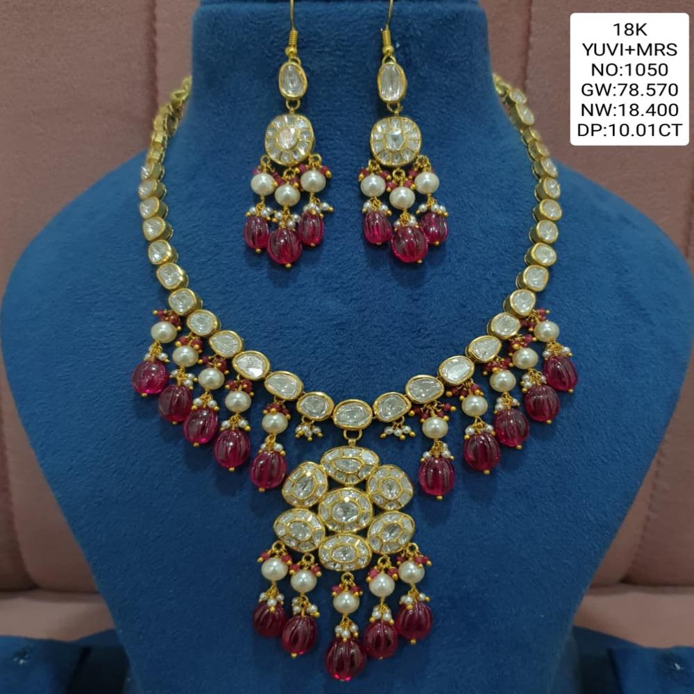 Gold Uncut Dimamond Polki Necklace Set