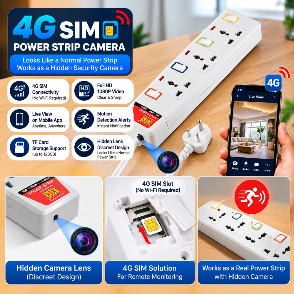 5G SIM Power Strip Hidden Camera