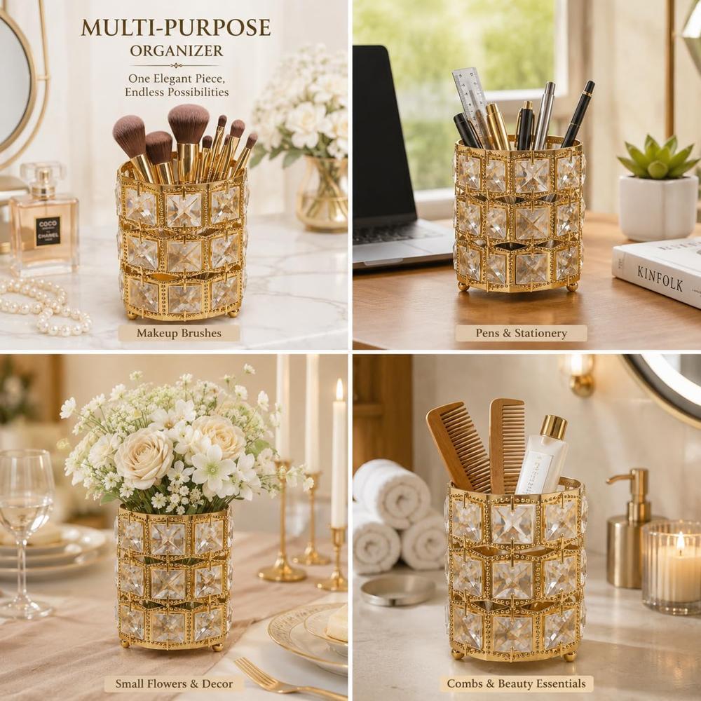 Heart Shape Makeup Holder - Color: Golden