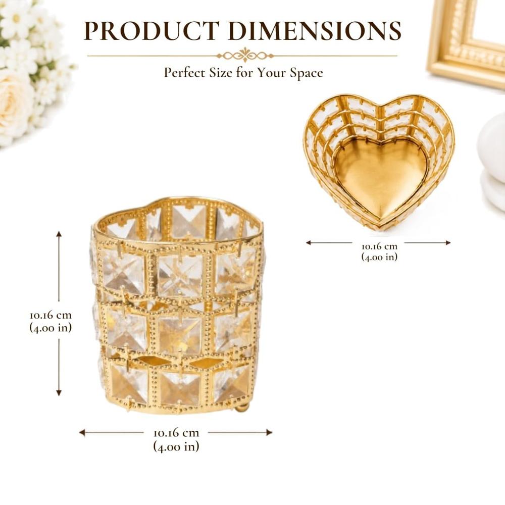 Heart Shape Makeup Holder - Color: Golden