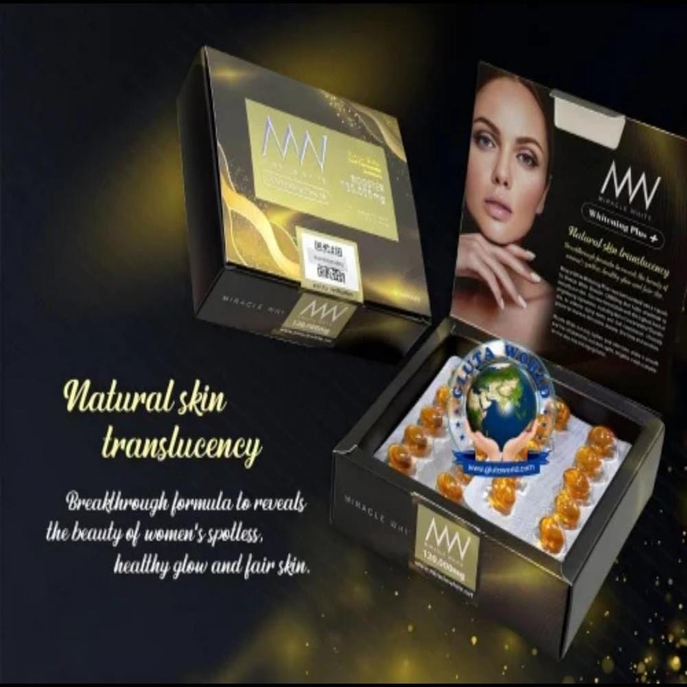 Miracle White 120,000Mg Booster Whitening Plus Glutathione Capsules - Dosage Form: Oral Softgels