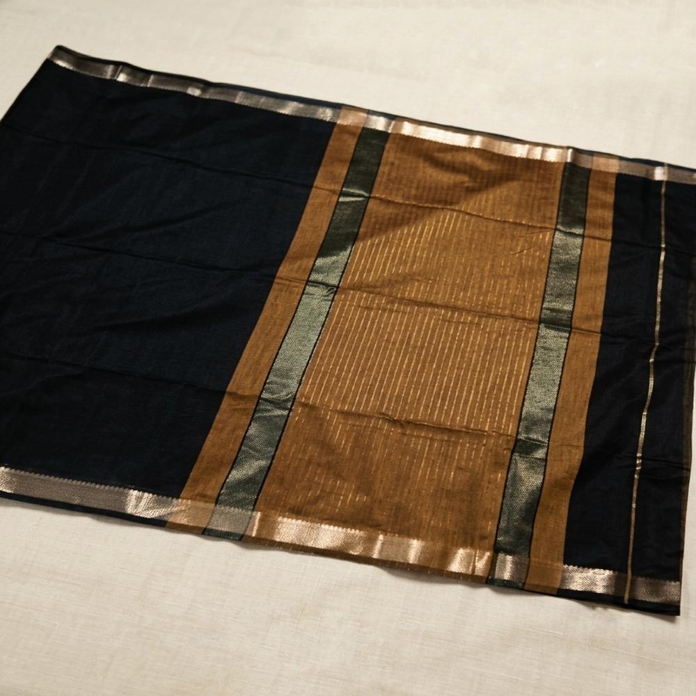 Traditional Black Banarasi Cotton Silk Saree with Antique Zari Border & Pallu | Wholesale Bulk Supply