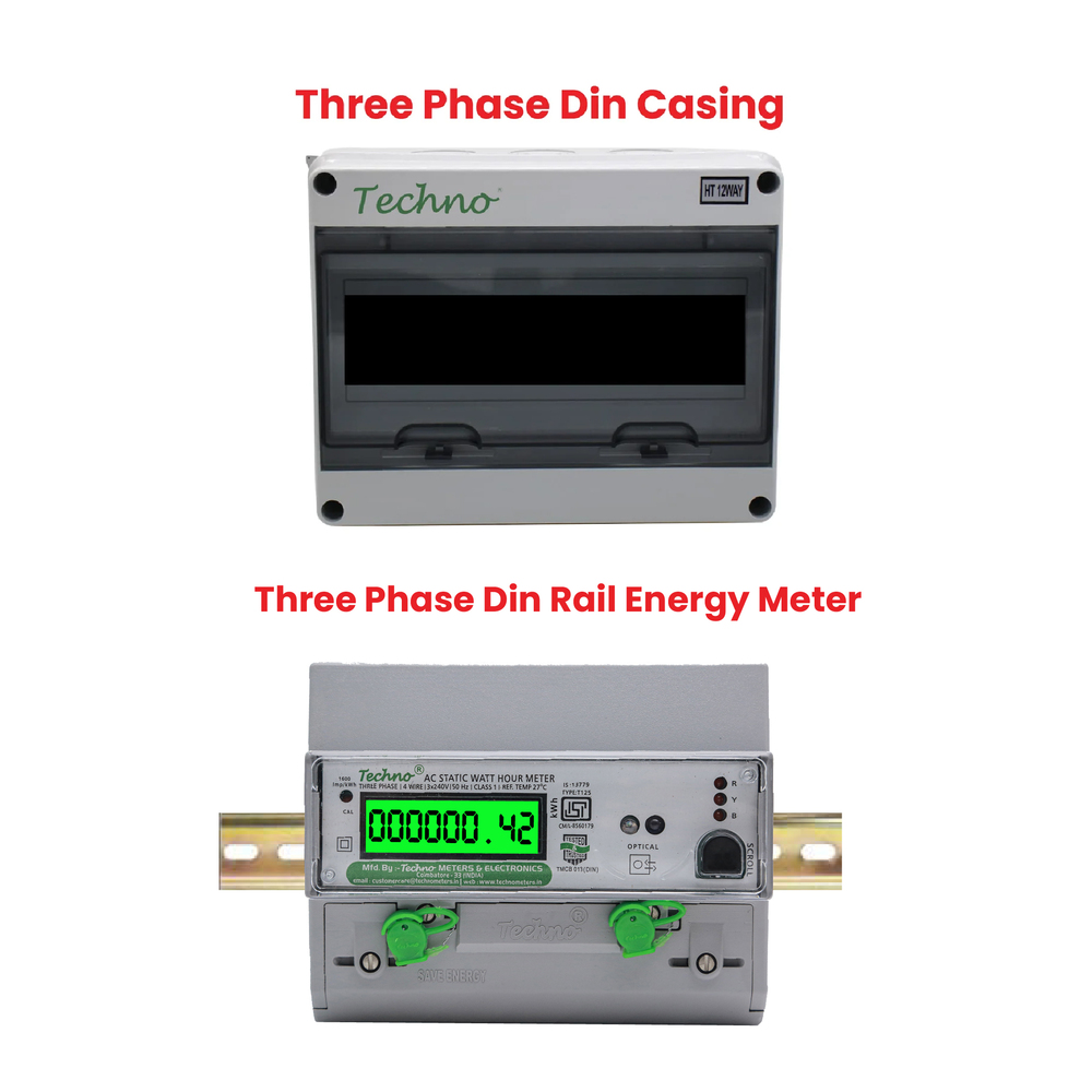 Three Phase Din Rail Energy Meter with Enclosure