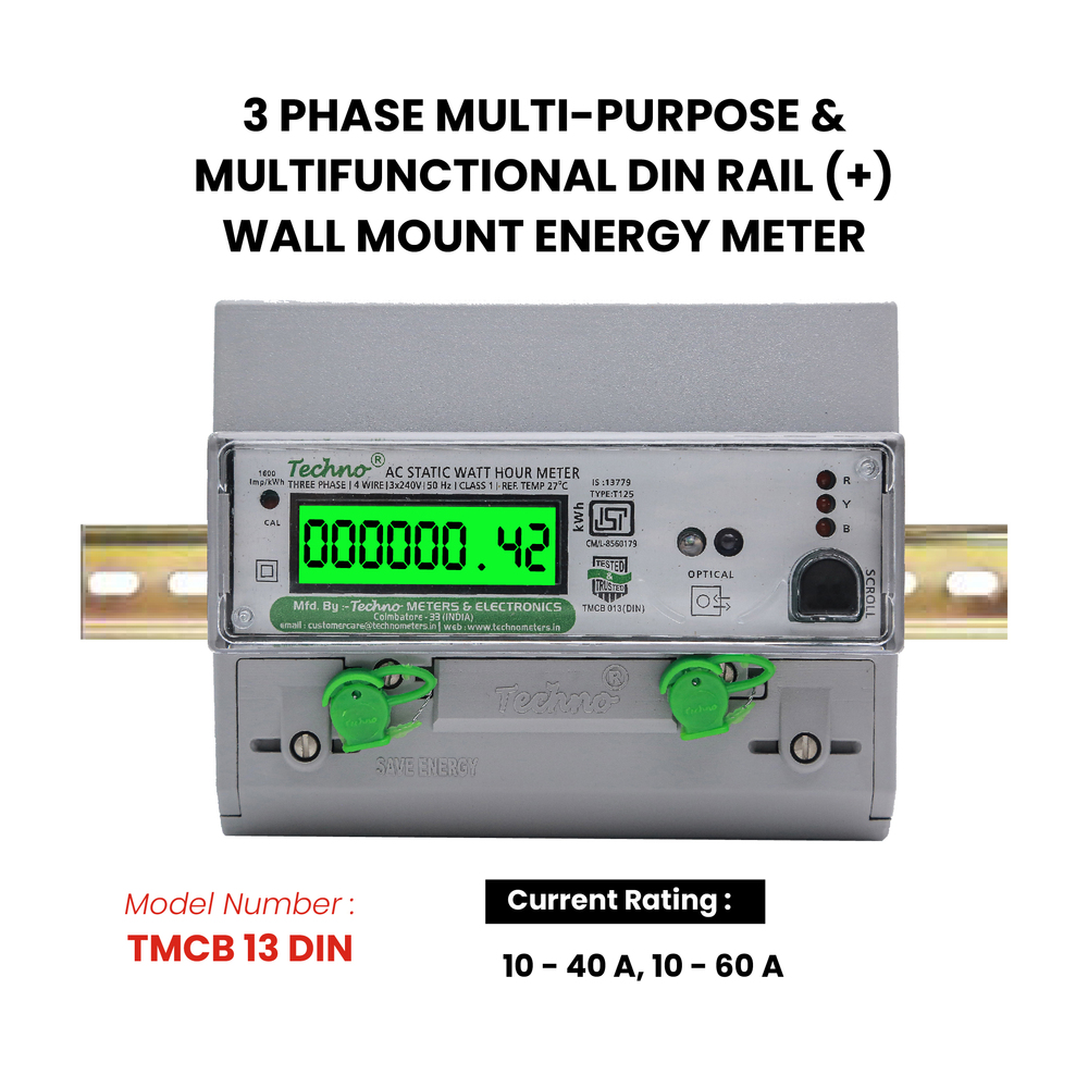 Three Phase Din Rail Energy Meter with Enclosure