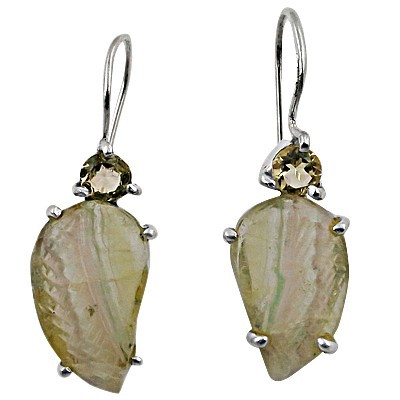 सिट्रीन Fluriote के साथ नवीनतम शैली चांदी की बालियां