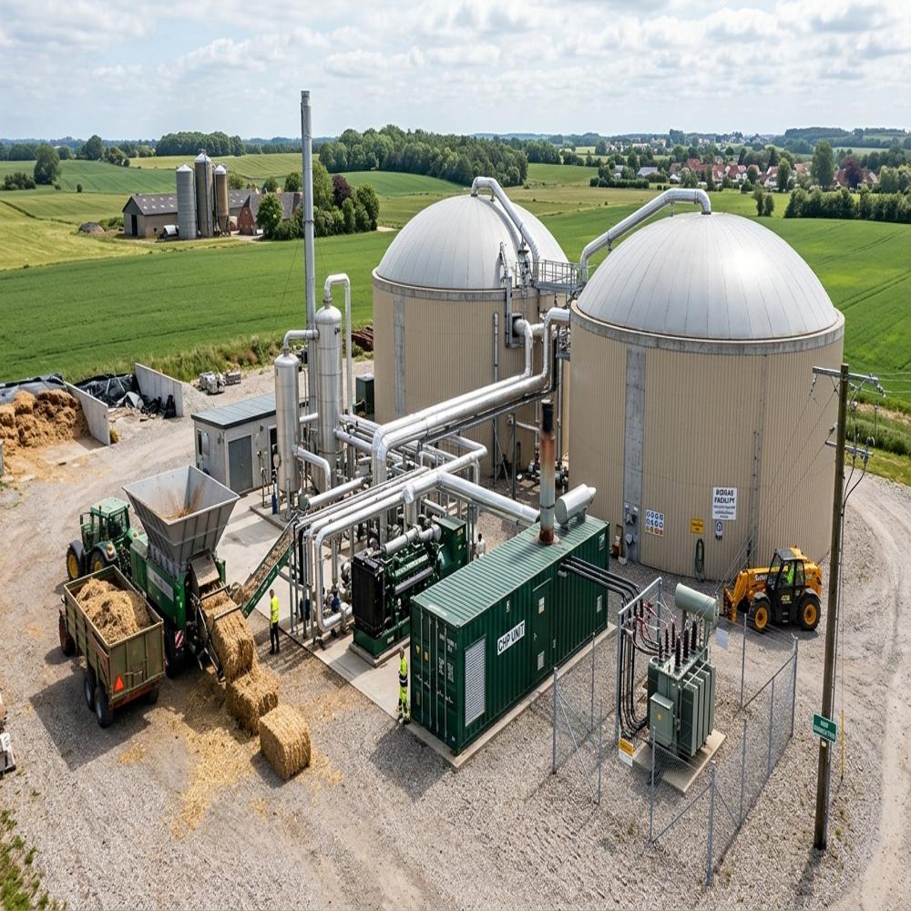 Commissioning Waste Management Agricultural Residue Floating Drum Scrubber-Integrated Biogas Plant