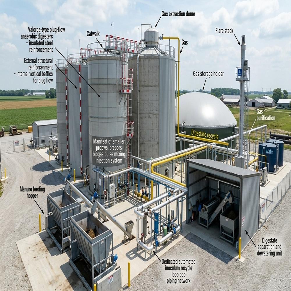Industrial-scale Waste Management Sewage Sludge Horizontal Agitated Plug Flow (Dry Digestion) Thermophilic Bio-CNG Plant